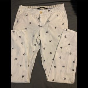 Anthropology pants w/embroidered birds